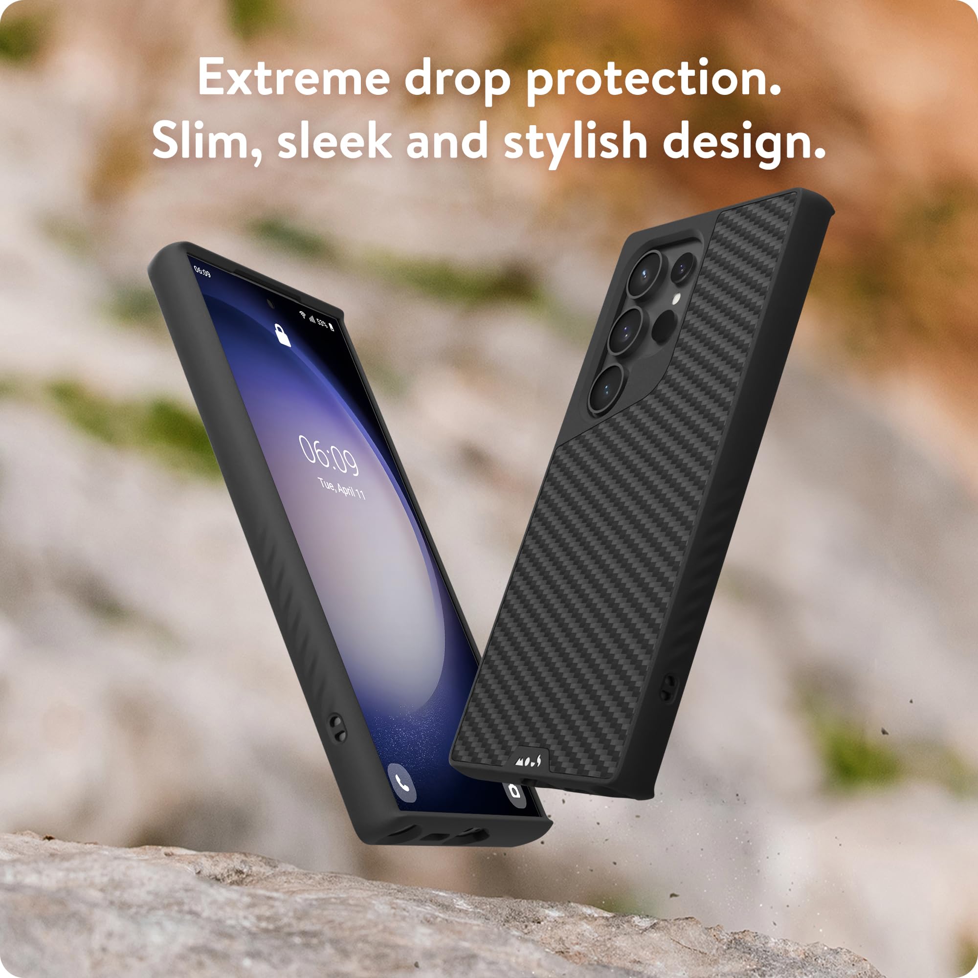 Mous Limitless 5.0 Carbon Fiber Case for Samsung Galaxy S24 Ultra - MagSafe Compatible Protective Phone Cover - Perfect for Work, Travel & Outdoor Activities