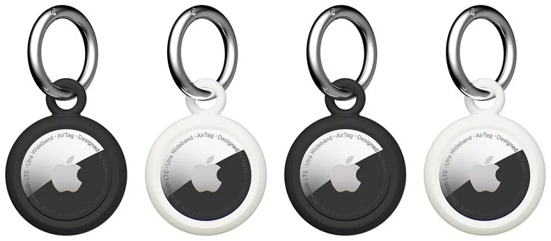 UAG U DOT Airtag Keychain Holder - 4 Pack (Black/Brown) - Secure & Stylish Keyring for Apple AirTags - Perfect for Keys, Bags & Travel Accessories