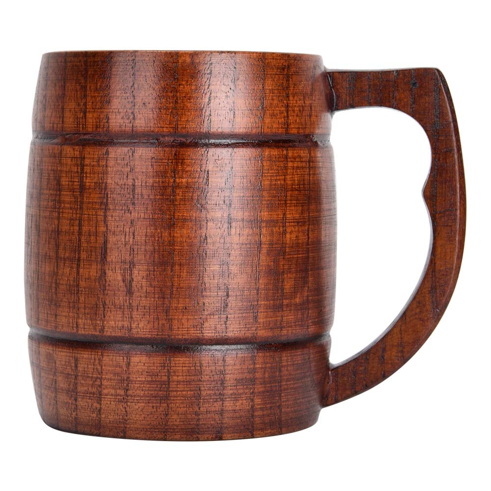 Handmade Large Wooden Beer Mug with Handle - Eco-Friendly Drinking Cup for Beer, Coffee, Tea, Milk & Wine - Perfect for Home, Bar, Camping & Outdoor Gatherings