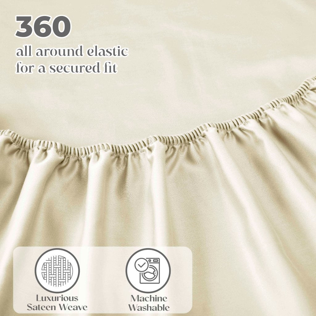 Premium 1400-1500 Thread Count Cotton Blend Deep Pocket Bed Sheet Set - Ultra Soft & Breathable for a Comfortable Sleep - Perfect for Master Bedroom, Guest Room & Dorm
