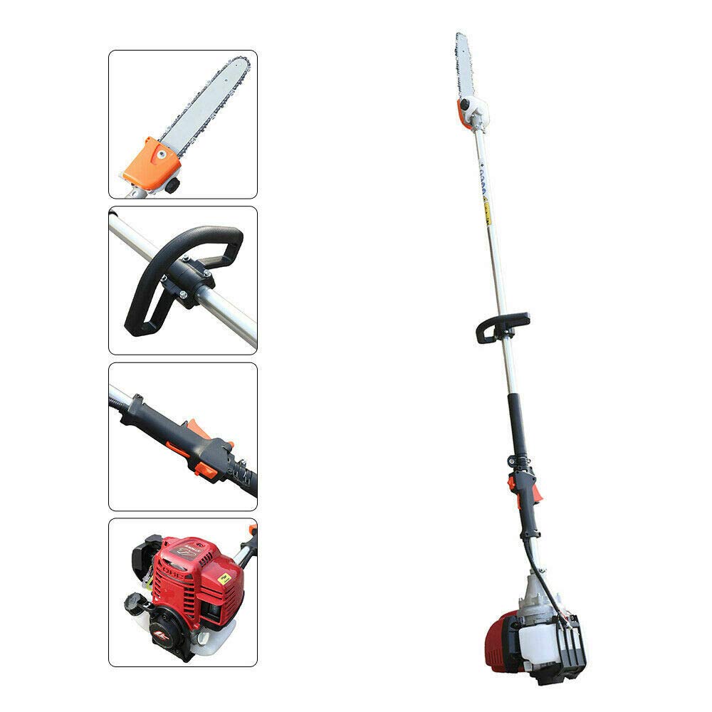 42CC 4-Stroke Gas Pole Saw Chainsaw - Cordless Long Reach Brush Cutter & Hedge Trimmer with Extension Pole (Air-Cooled 140F) - Perfect for Tree Pruning, Landscaping & Gardening Maintenance