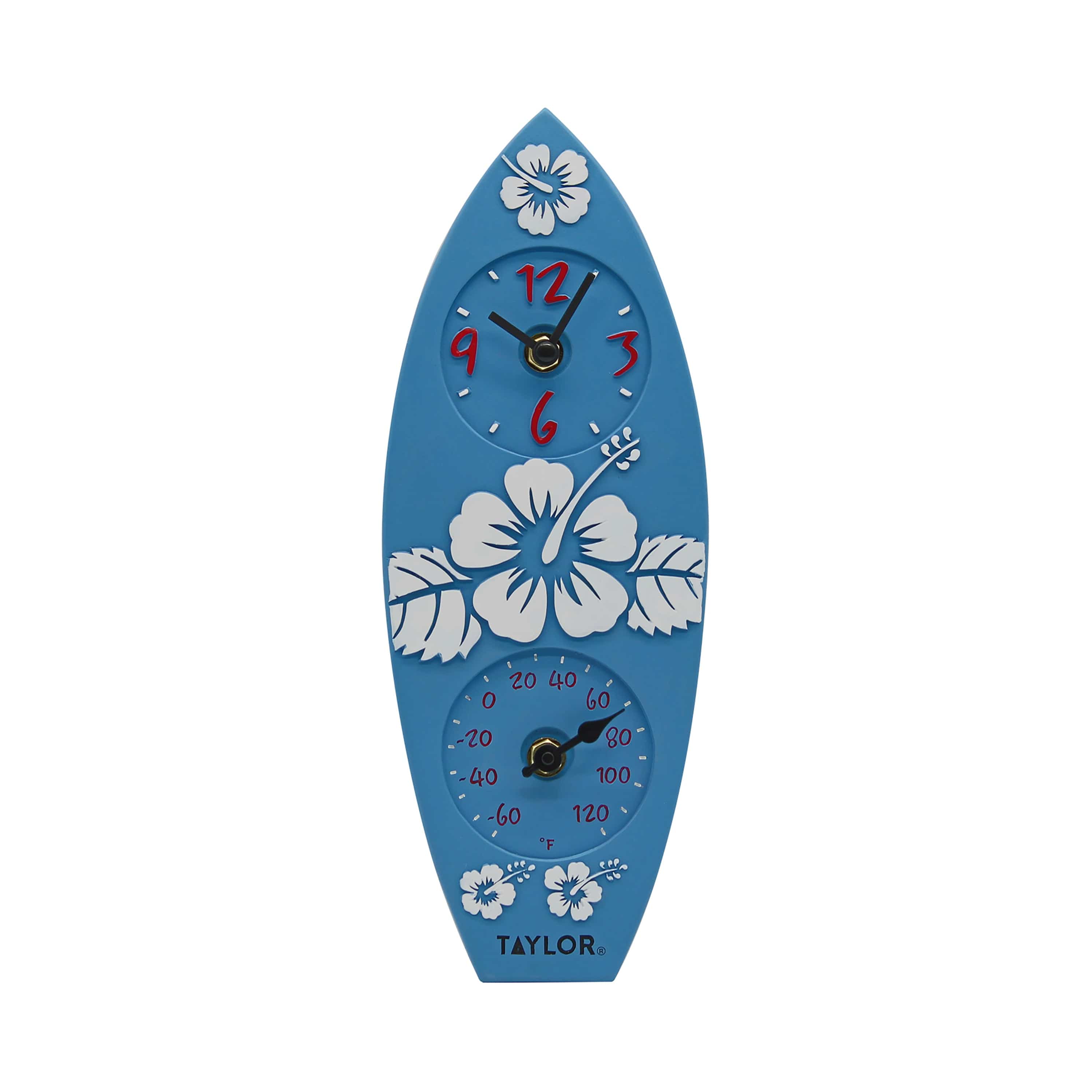 Premium Poly Resin Surfboard Thermometer with LED Clock - Perfect for Beach, Pool & Outdoor Water Temperature Monitoring