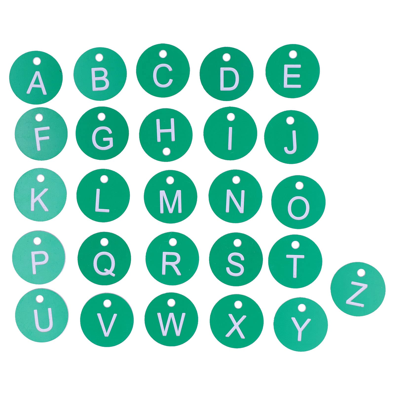26PCS Numbered & Alphabet Tag Markers - Engraved Round Letter Tags for Beekeeping, Animal Husbandry & Gardening (Green) - Perfect for Hive Identification, Livestock Tracking & Plant Labeling