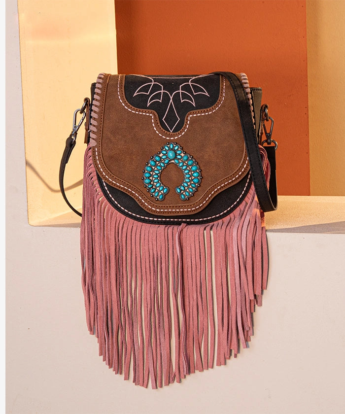 Montana West Fringe Concho Crossbody Purse for Women - Stylish Leather Shoulder Bag with Western Design | Perfect for Casual Outings, Concerts & Country Events
