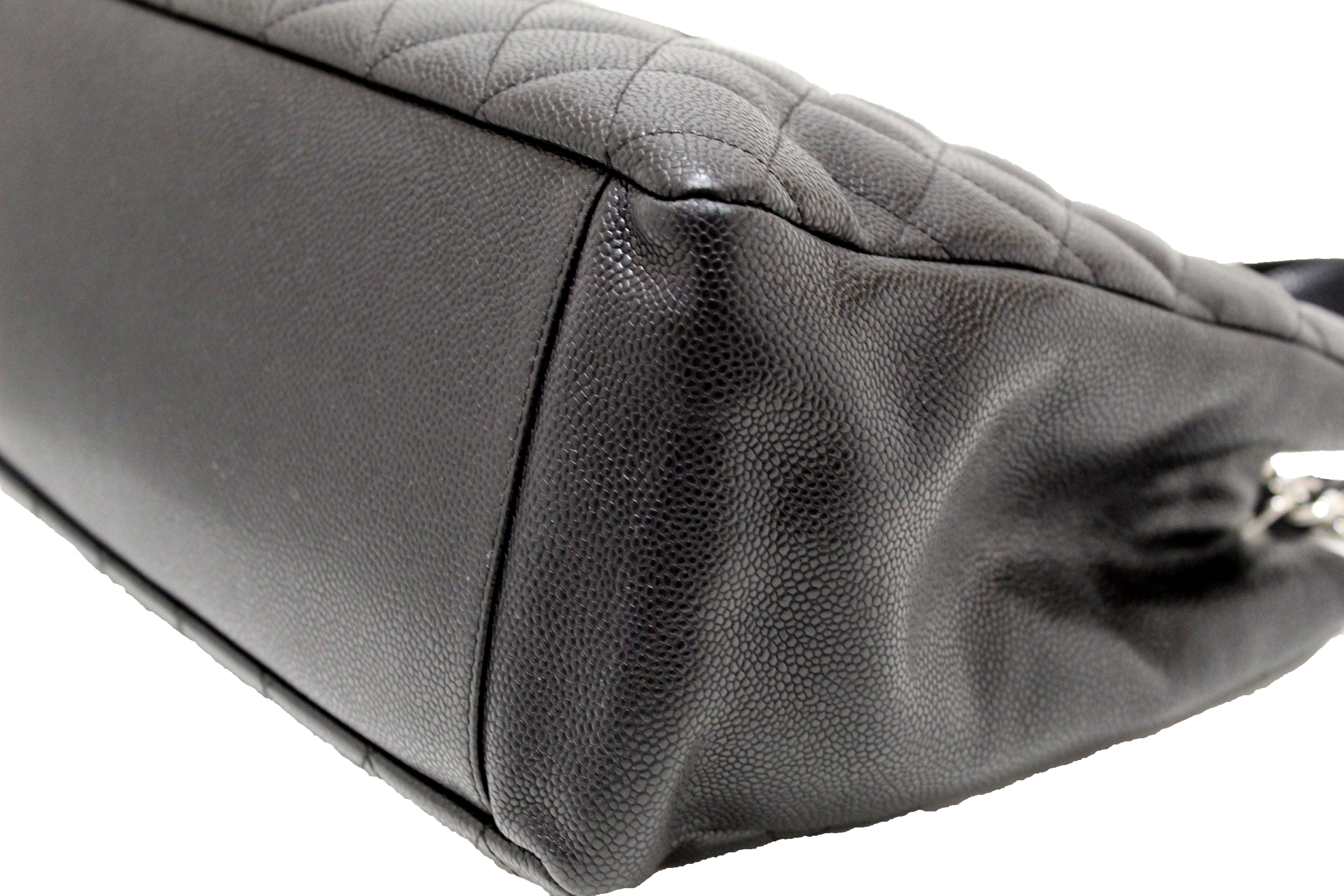 Authentic Chanel Black Quilted Caviar Leather Grand Shopping Tote Shoulder Bag for Women - Luxury Designer Handbag for Work, Travel & Everyday Use