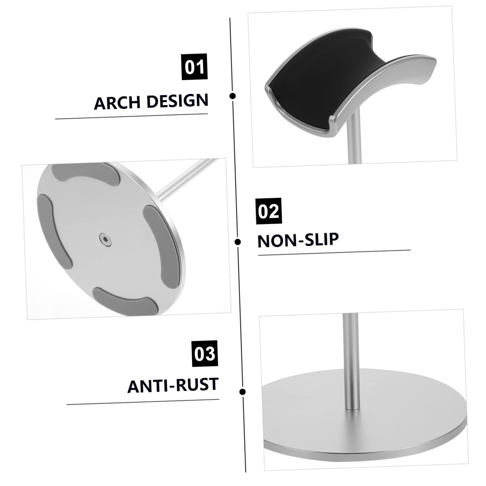 Alipis Silver Headphone Stand with Hanging Hook - Desk Organizer for Headset Storage, Cable Management, and Room Tidying - Perfect for Gaming, Office, and Home Use