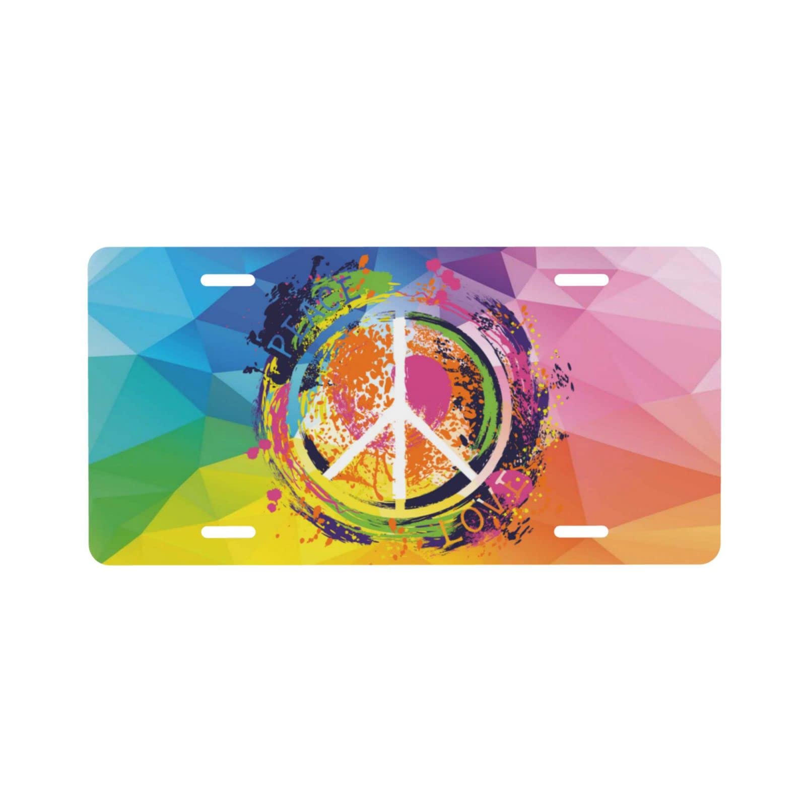 Peace and Love Decorative Vanity License Plates - 6x12 Inch Metal Car Plate, Aluminum Front License Plate Cover - Perfect for Car Enthusiasts & Hippie Style Vehicles