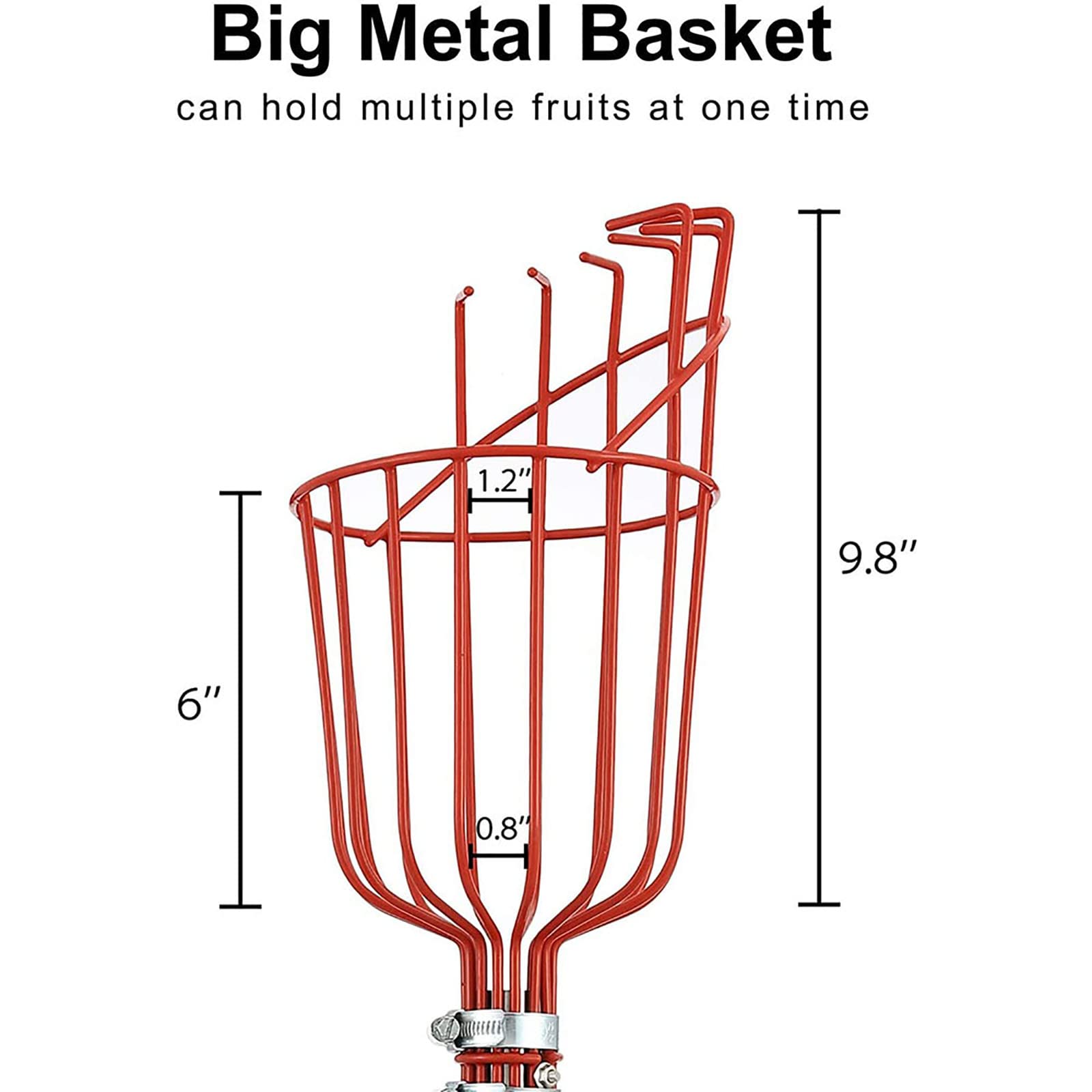 Adjustable Long Reach Fruit Picker with Rotating Basket - Lightweight Tree Harvesting Tool for Apples, Avocados, Lemons - Perfect for Home Gardeners and Orchard Workers