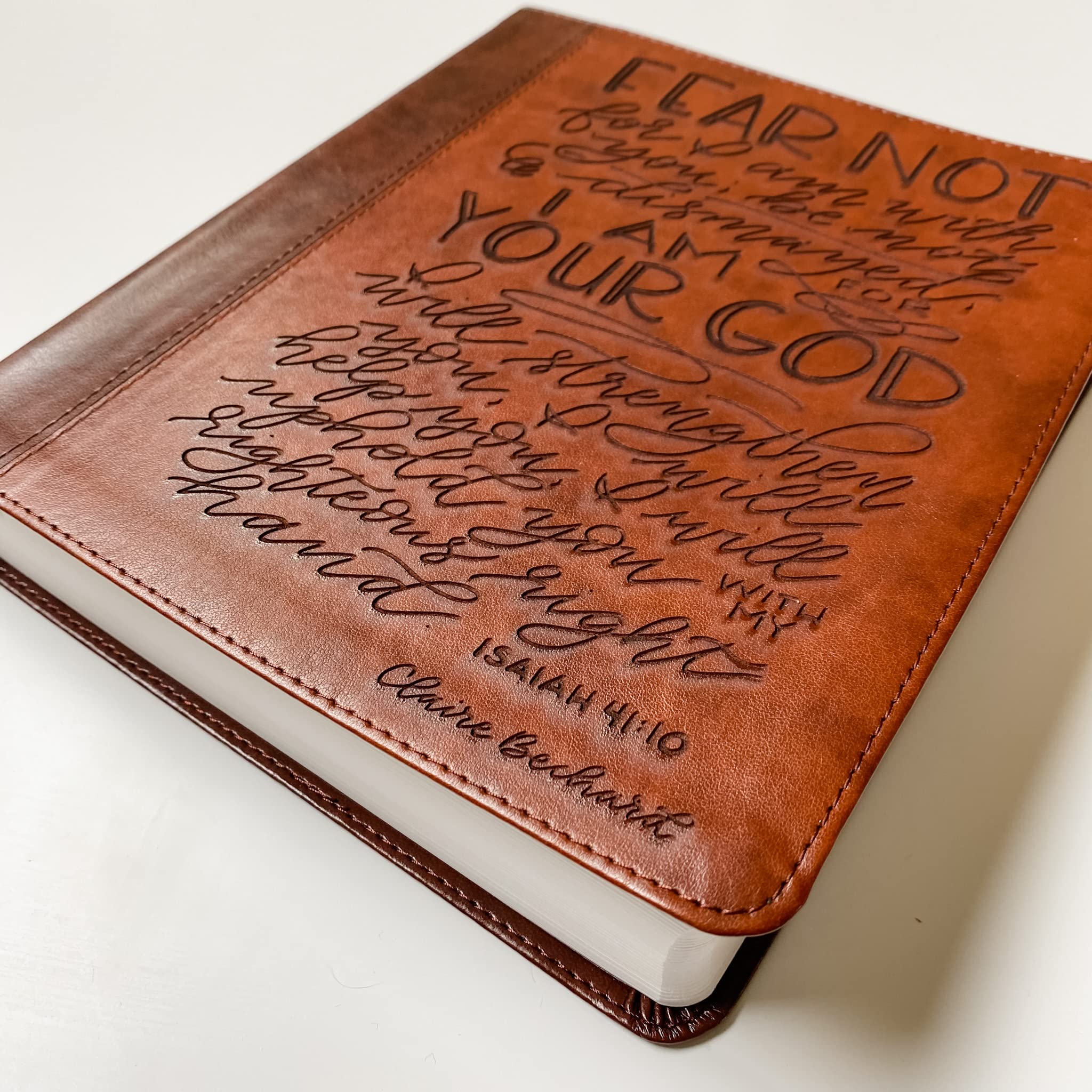 Hand Lettered & Laser Engraved ESV Journaling Study Bible - Personalized Christian Gift with Custom Name Engraving | Perfect for Bible Study, Church Gifts & Spiritual Growth