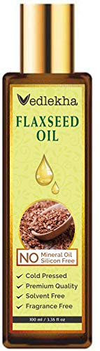 Vedlekha 100% Natural & Organic Flaxseed Oil for Hair Growth, Skin Care & Nourishment - 100ml Cold-Pressed Supplement for Healthy Hair, Glowing Skin & Scalp Treatment
