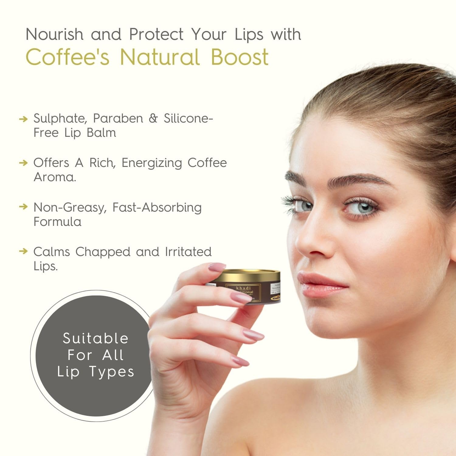 Khadi Premium Herbal Lip Balm for Dark, Dry & Chapped Lips - Natural Moisturizing Treatment with Coffee Extract (20g) | Chemical-Free, Vegan Formula for Men & Women | Perfect for Winter Care, Daily Hydration & Lip Repair