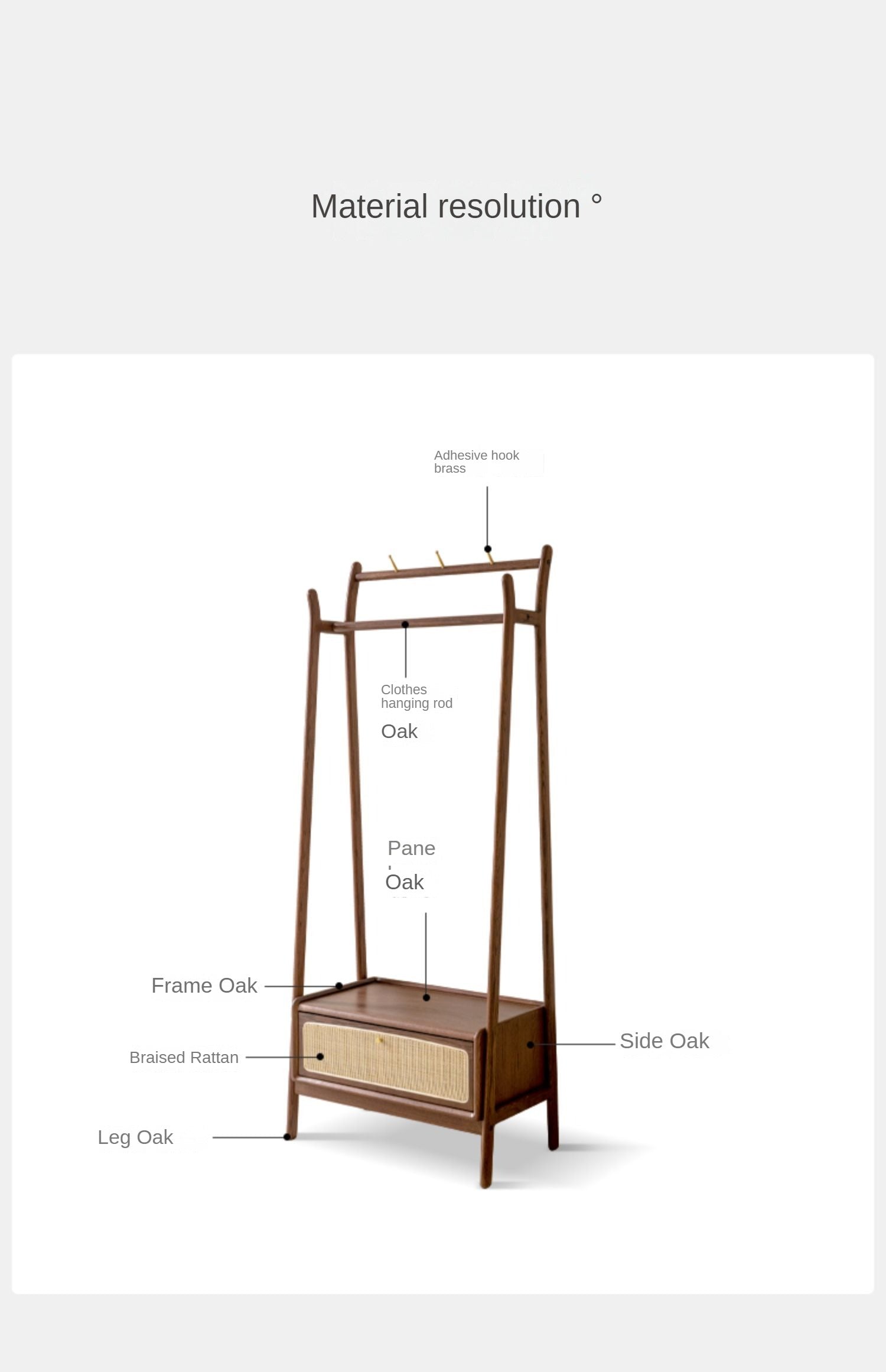 Oak Walnut Rattan Coat Hanger - Multi-Functional Wall Mounted Coat Rack for Jackets, Hats & Bags | Perfect for Entryway, Bedroom & Closet Organization