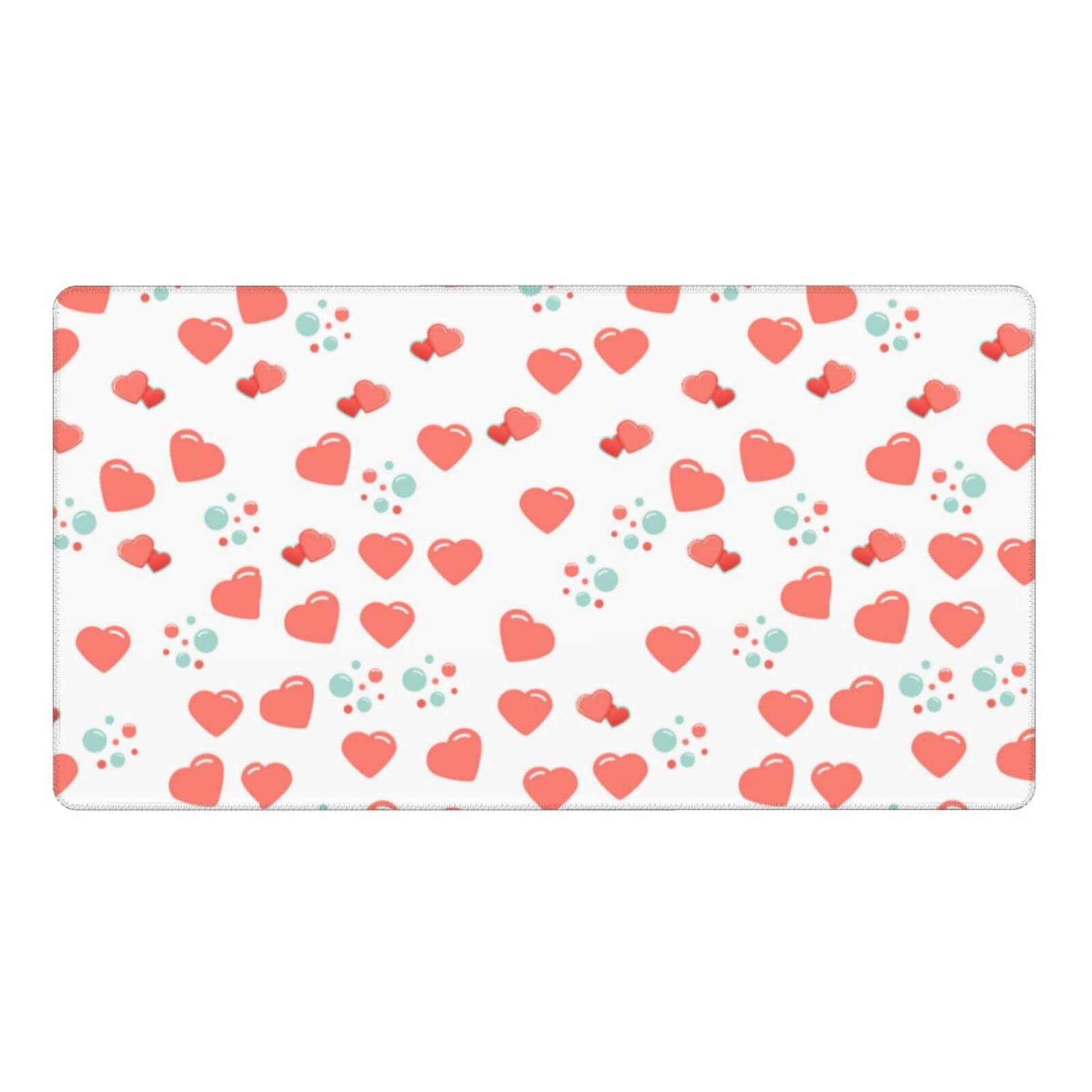 Romantic Heart-Themed Mouse Pad - Non-Slip Rubber Base, Extended Rectangle Desk Mat for Office & Gaming | Perfect for Valentine's Day Gifts, Workstations & PC Gaming Setups