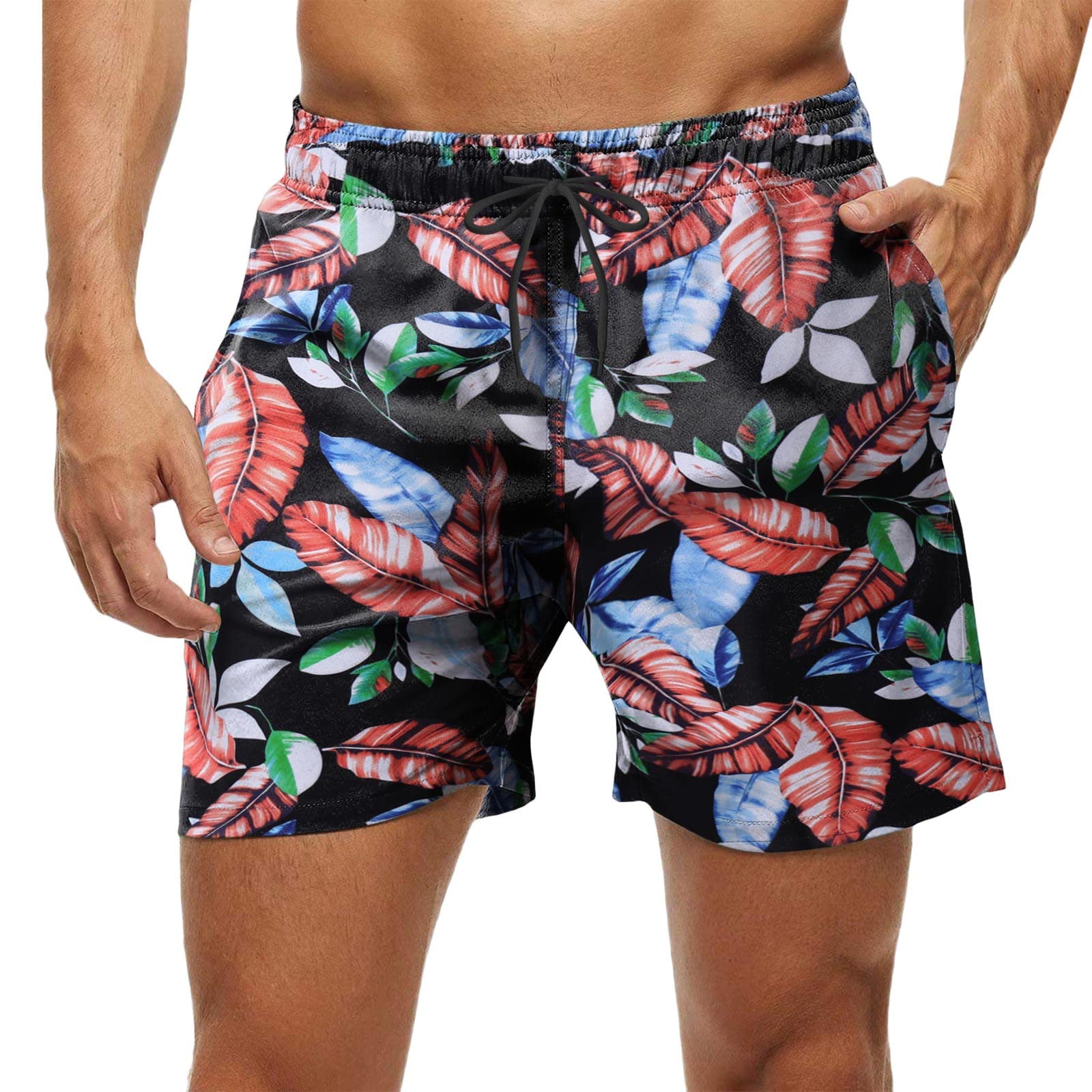 **Men's Quick-Dry Khaki Swim Trunks - 5 Inch Inseam Bathing Suit for Beach, Pool & Summer Outdoor Activities**