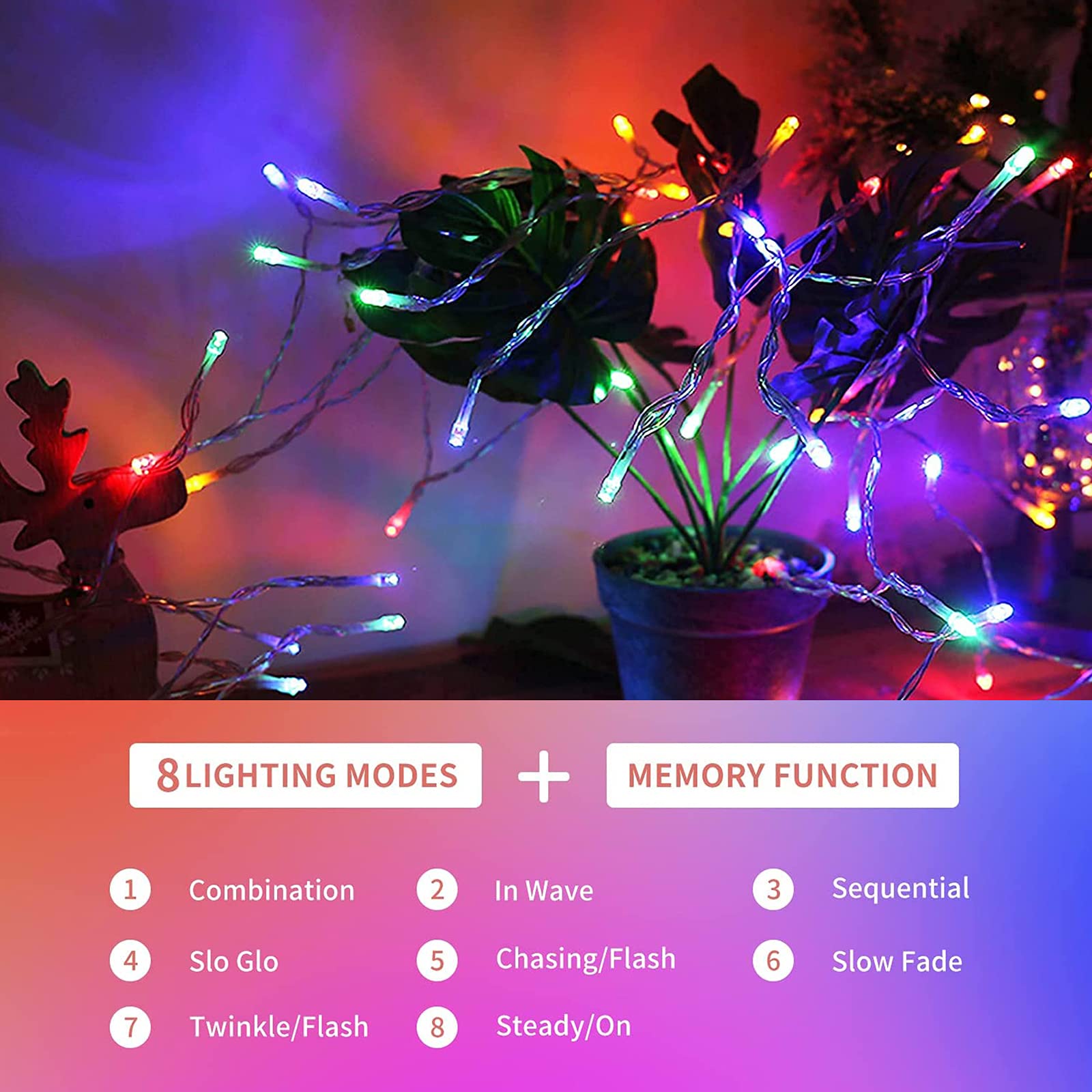 Lomotech 100FT 300 LED Christmas String Lights - 8 Lighting Modes with Timer, Waterproof & Connectable Plug-in Fairy Lights for Indoor Outdoor Holiday Decorations | Perfect for Home, Garden, Party, Xmas Tree & Winter Decor