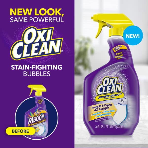 OxiClean Shower Guard Daily Shower Cleaner Spray - 30 fl oz (Pack of 2) - Removes Soap Scum, Hard Water Stains & Prevents Mold - Perfect for Bathroom, Tile, Glass & Shower Doors