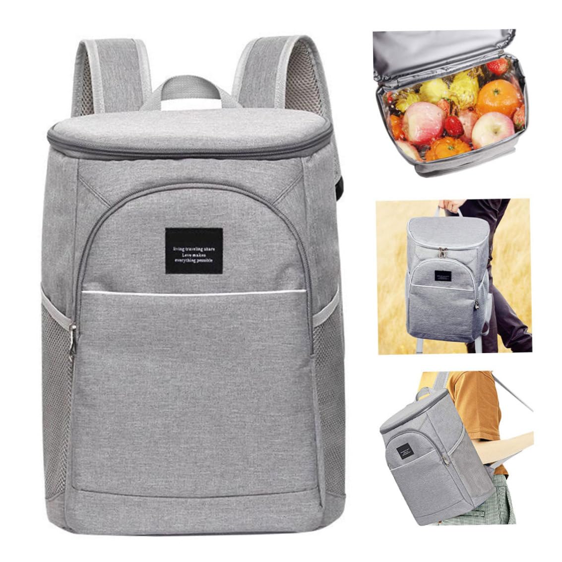 Insulated Cooler Backpack - Lightweight Soft-Sided Cooler Bag for Beach, Picnic, Camping & Lunch - Gray with Club Head Cover - Perfect for Outdoor Adventures, Travel & Sports Events