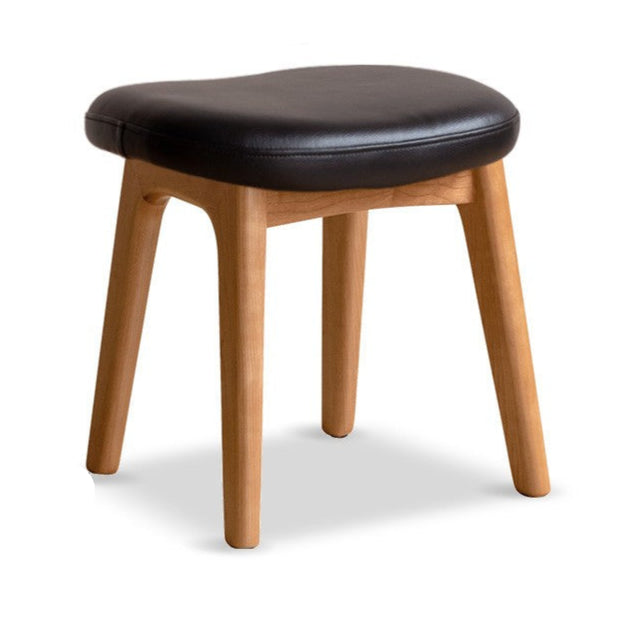 Premium Oak & Cherry Solid Wood Makeup Stool - Soft Cushioned Vanity Seat for Dressing Table, Bedroom, and Salon Use