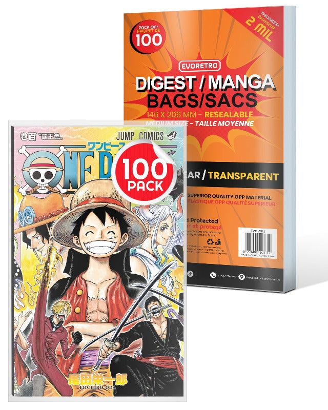 Evoretro Clear Resealable Bags for Comics, Manga & Collectibles - Perfect for Storage, Protection & Organization of Digest Books, Comic Collections & Trading Cards