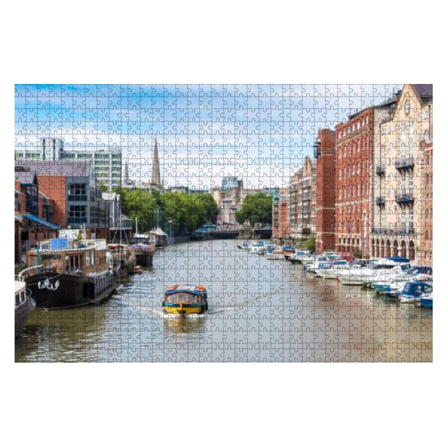 1000-Piece Wooden Jigsaw Puzzle - Small Ferry Boat on Bristol UK Canal | Educational & Stress-Relief Toy for Kids & Adults | Perfect for Family Game Night & Classroom Activities