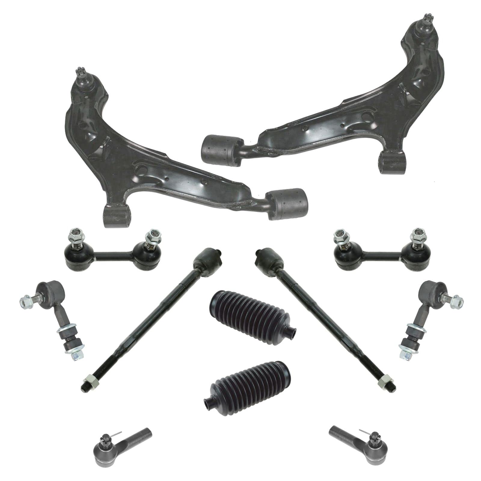 1998-2001 Nissan Altima Front & Rear Steering Suspension Kit - Control Arms, Ball Joints, Rack & Pinion, Bellows, Sway Bar Links, Tie Rods - Complete Repair & Replacement Set for Smooth Ride & Handling - Perfect for DIY Mechanics & Auto Shops