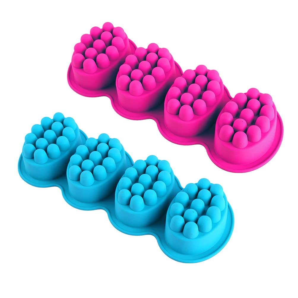 2-Piece Silicone Chocolate Mold Set for Soap Making, Gummy Candy, Fondant & Massage Bars - 4-Cavity 3D Bee & Brush Design - Perfect for DIY Handmade Soaps, Cake Decorating & Craft Projects