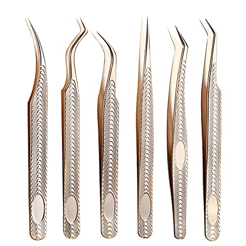 8 Types Professional Eyelash Extension Tweezers Set - Classic, Volume & Russian Lashes Tools with Custom Logo Option (No.7) | Perfect for Salon, Home Use & Professional Lash Artists