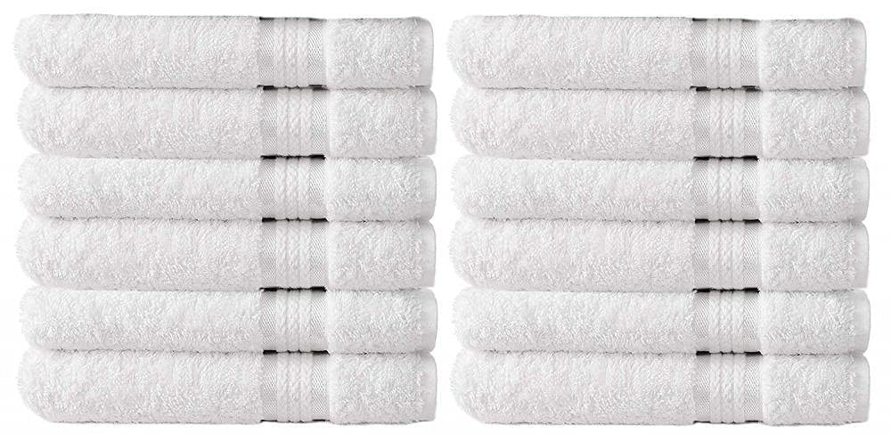 12 Pack Ultra Soft Extra Large 12x12 Inch White Washcloths - Premium Bath Towels & Face Cloths for Kitchen, Bathroom & Spa Use