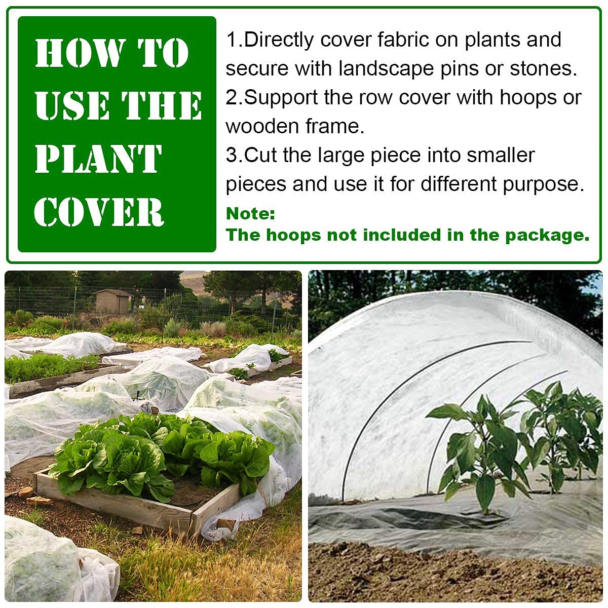 10ft×33ft Reusable Plant Cover for Freeze Protection - Rectangle Frost Blanket & Floating Row Cover for Winter Gardening, Cold Weather & Snow Protection | Ideal for Vegetables, Flowers & Shrubs