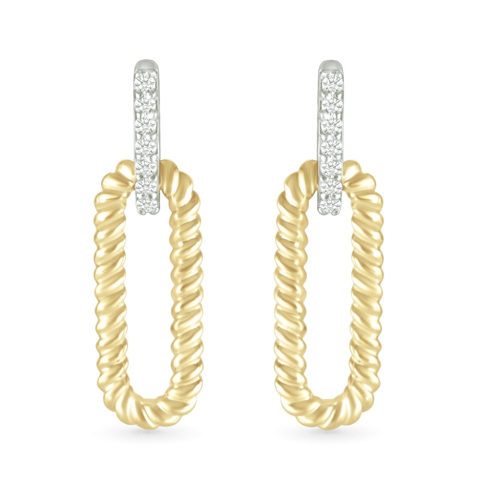 10k Yellow Gold Dangling Cable Twisted Paperclip Stud Earrings - Elegant Everyday Jewelry for Work & Date Night