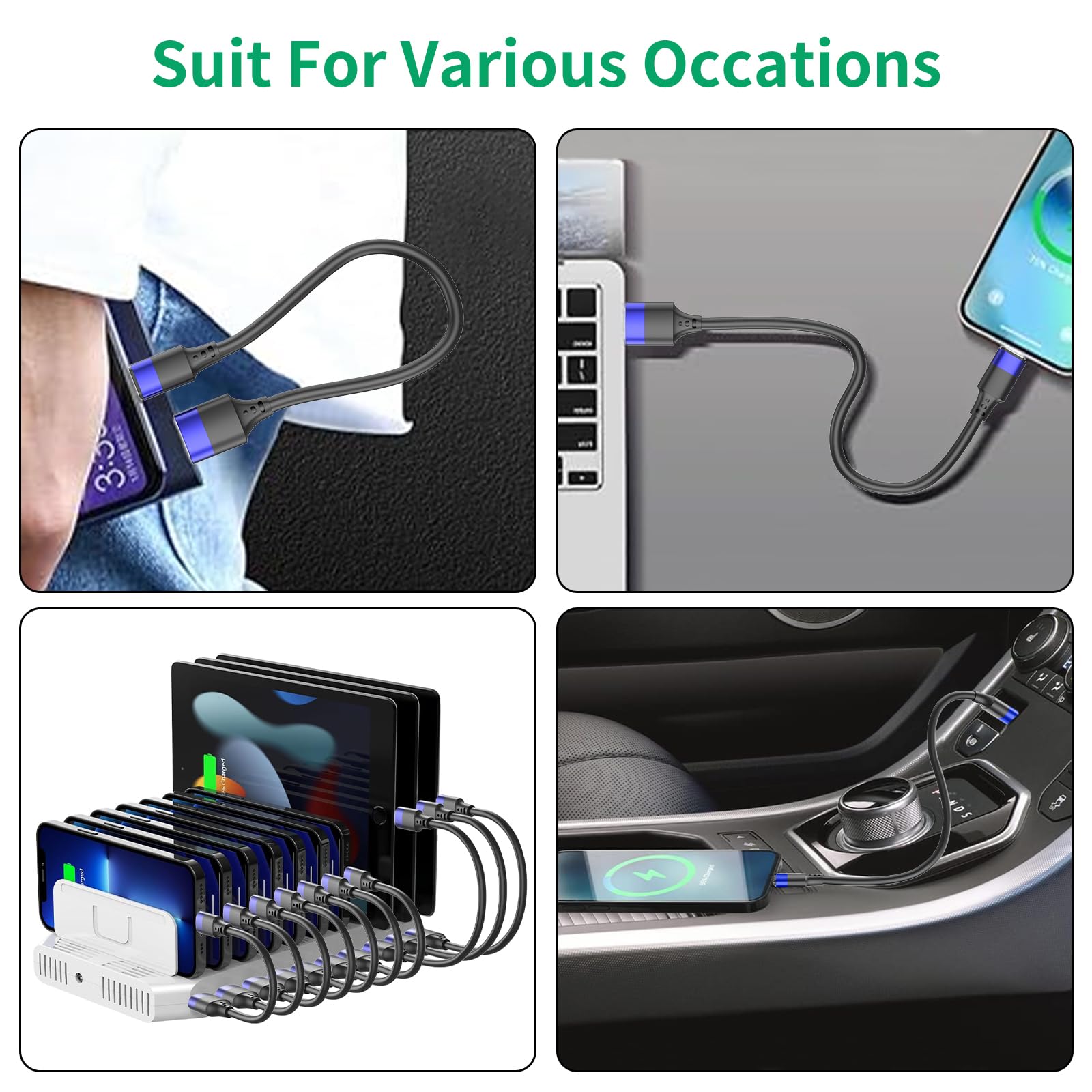 10 Pack 1ft Short USB C to USB A Charger Cables - Fast Charging & Sync for iPhone 15, Samsung Galaxy S24/S23/S20/S10/S9, Note 20/10/9 - Perfect for Charging Stations, Travel & Home Use