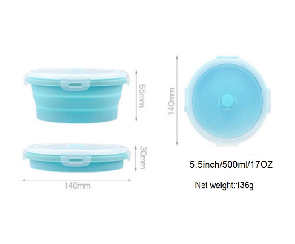 3-Pack Collapsible Silicone Food Storage Containers with Lids - 17oz (500ml) Microwave, Freezer & Dishwasher Safe - Space-Saving Foldable Lunch Bowls for Meal Prep, Office Lunch & Camping