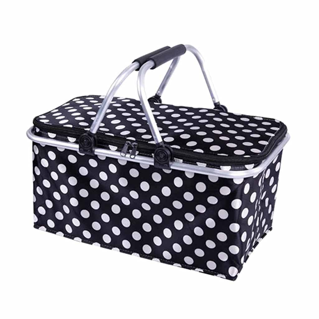 **DERTEIO Insulated Picnic Basket with Polka Dot Design - Portable Lunch Box, Cooler Bag for Camping, Beach & Outdoor Activities - Perfect for Picnics, Takeaway & Food Storage**