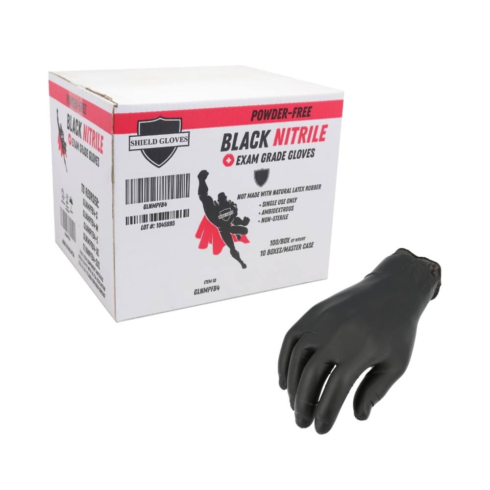 Premium Black Nitrile Gloves - Latex-Free, Powder-Free, 4 Mil Thick, Large Size (2000 Pack) - Ideal for Medical, Food Handling, Cleaning & Tattoo Use