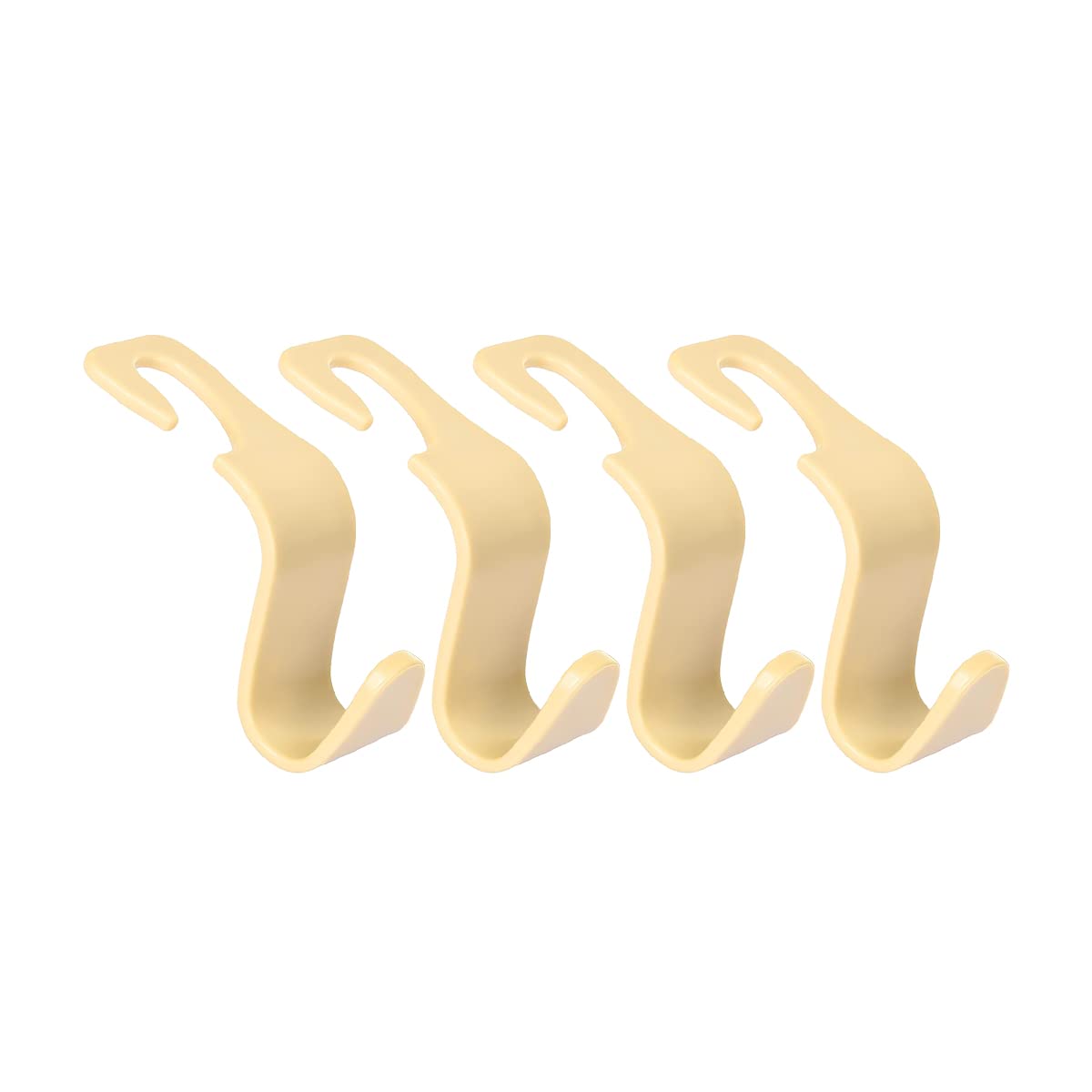 4 Pack Universal Car Back Seat Headrest Hooks - Heavy Duty Black Hangers for Purse, Grocery Bags, Handbags & Car Organization - Perfect for Road Trips, Shopping & Daily Commute (Beige)