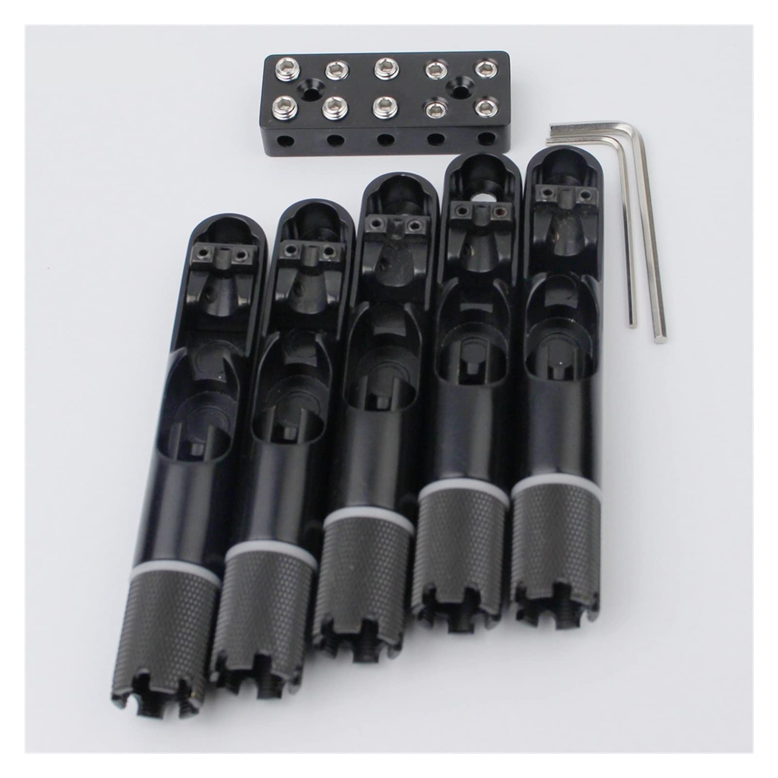 4/5 Pieces Single String Bass Bridge Headless Fixed Fanned Bridges for Electric Bass Guitar - Black Hardware Replacement Parts - Perfect for DIY Guitar Repair & Custom Builds