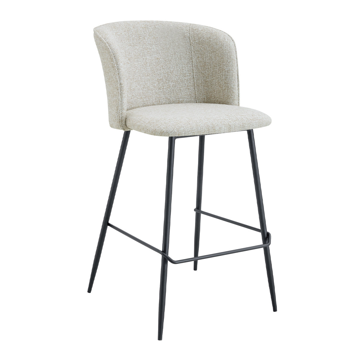 Anita Fabric Bar Stools Set of 2 - Modern Kitchen Counter Height Stools with Padded Seat & Metal Legs - Perfect for Breakfast Nook, Kitchen Island or Home Bar