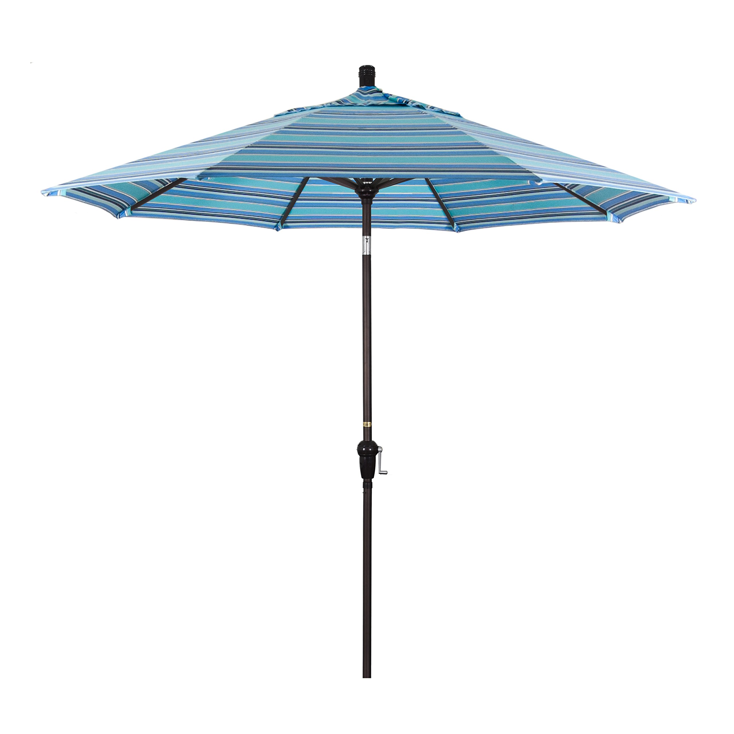 9' Round Aluminum Market Umbrella with Crank Lift & Auto Tilt - Bronze Pole Patio Umbrella for Outdoor Dining, Poolside, Garden, and Backyard Relaxation