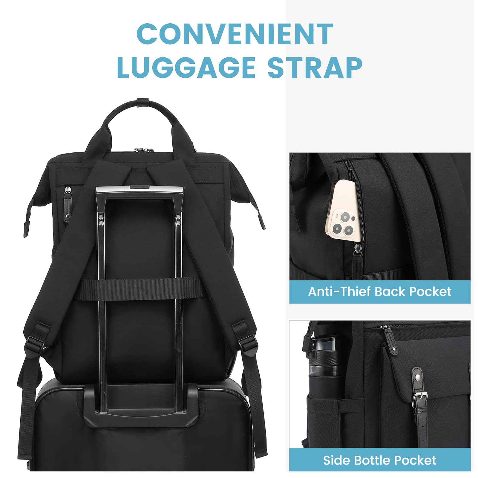 LOVEVOOK Women's Laptop Backpack - Water Resistant 15.6 Inch Work Travel Backpack with USB Charging Port for Teacher, Nurse, Business & College - Perfect for Commuting, Office & School Use