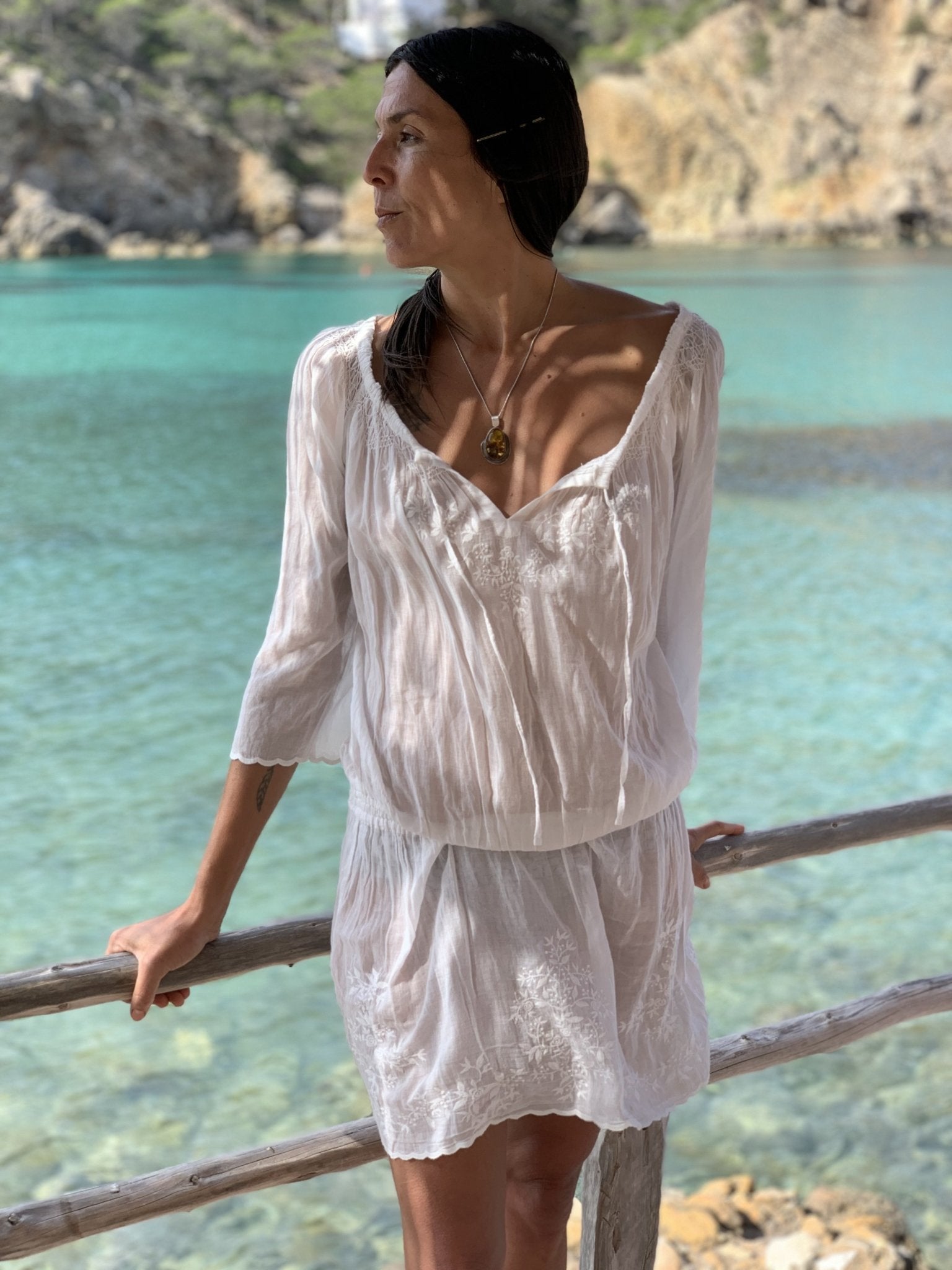 White Tunica Dress for Women - Elegant Summer Casual Wear - Perfect for Beach, Party, and Vacation Outfits