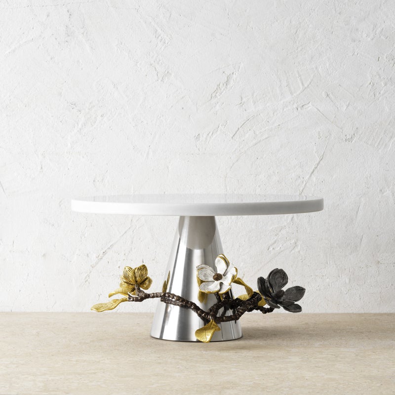 Vintage Bloom Cake Stand - Elegant Floral Dessert Display for Weddings, Parties & Home Decor | 12 Inch Ceramic Serving Plate for Cakes, Cupcakes & Treats