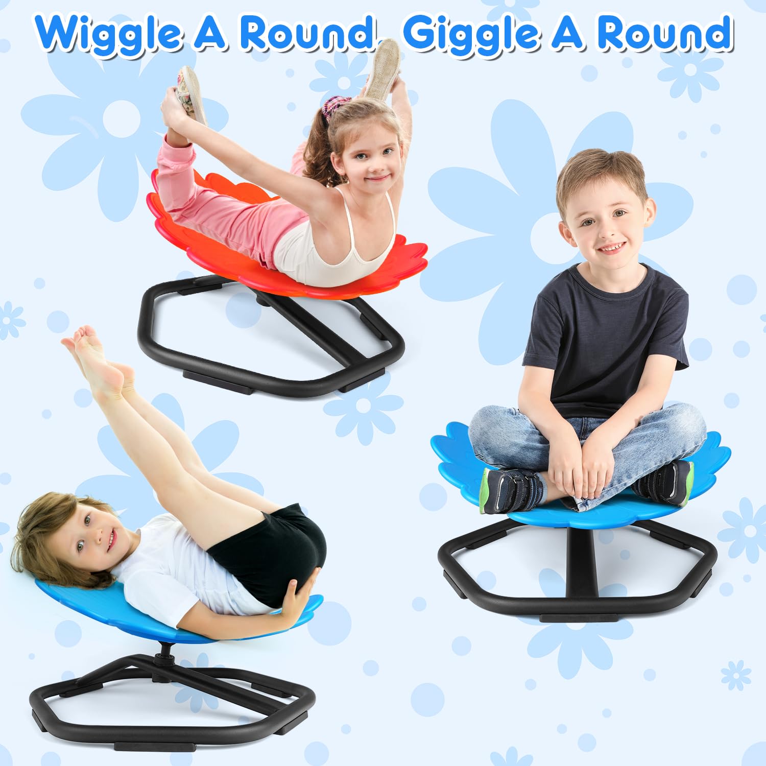 360° Swivel Chair for Kids - Spinning Sensory Seat for Autism & ADHD Relief, Wobble Chair for Toddlers, Motion Sickness Play Equipment - Perfect for Home, Classroom & Therapy Use (Blue)