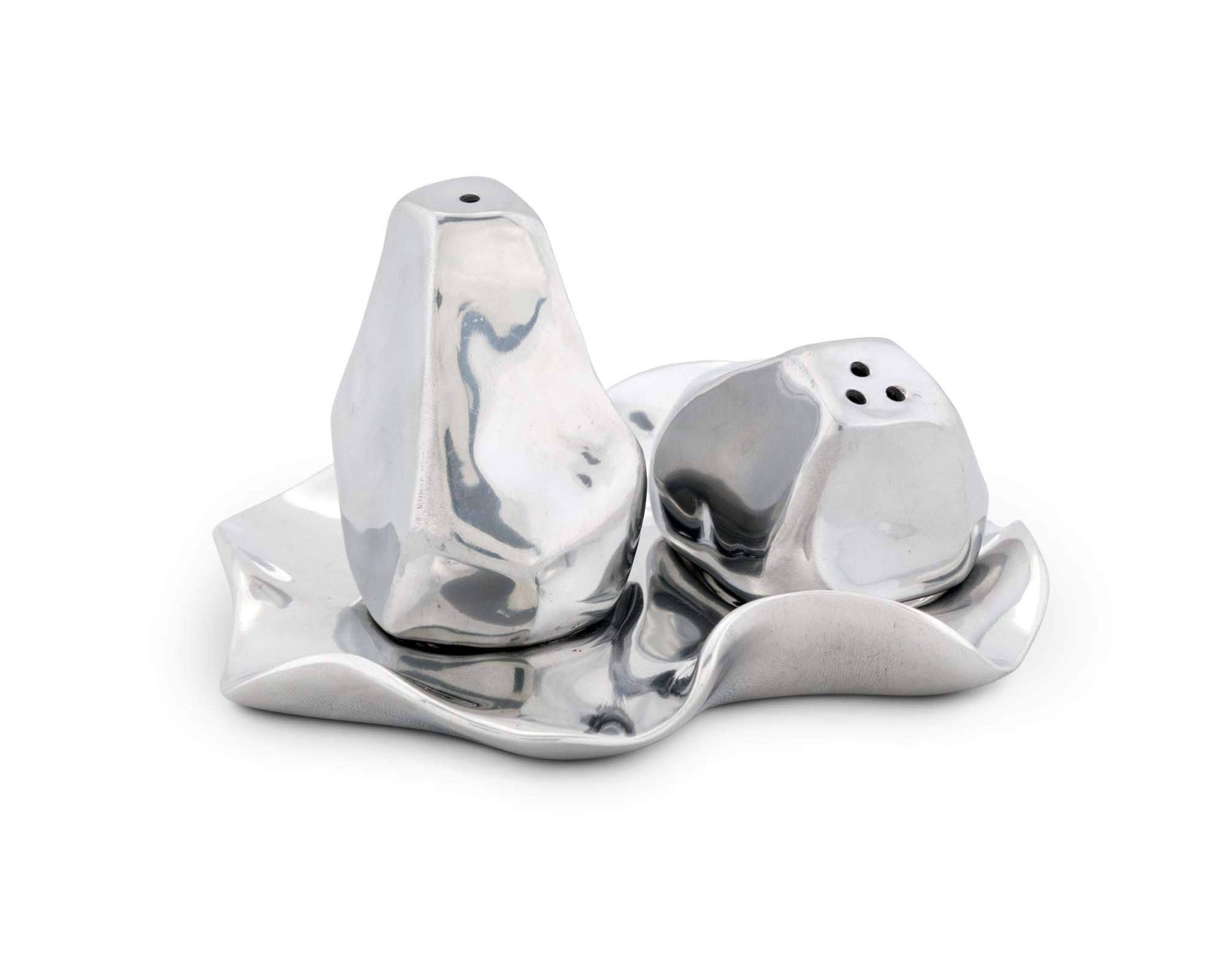 Premium Arthur Court Hand-Polished Aluminum Salt and Pepper Shaker Set - 6