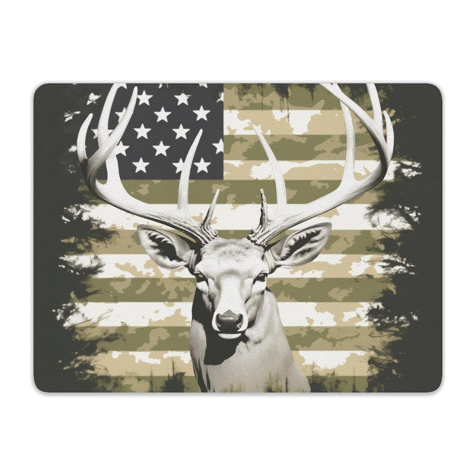 Camouflage Deer Hunting Leather Mouse Pad - Non-Slip Small Black 8x10 Inch Computer Mouse Mat for Gaming & Office Work