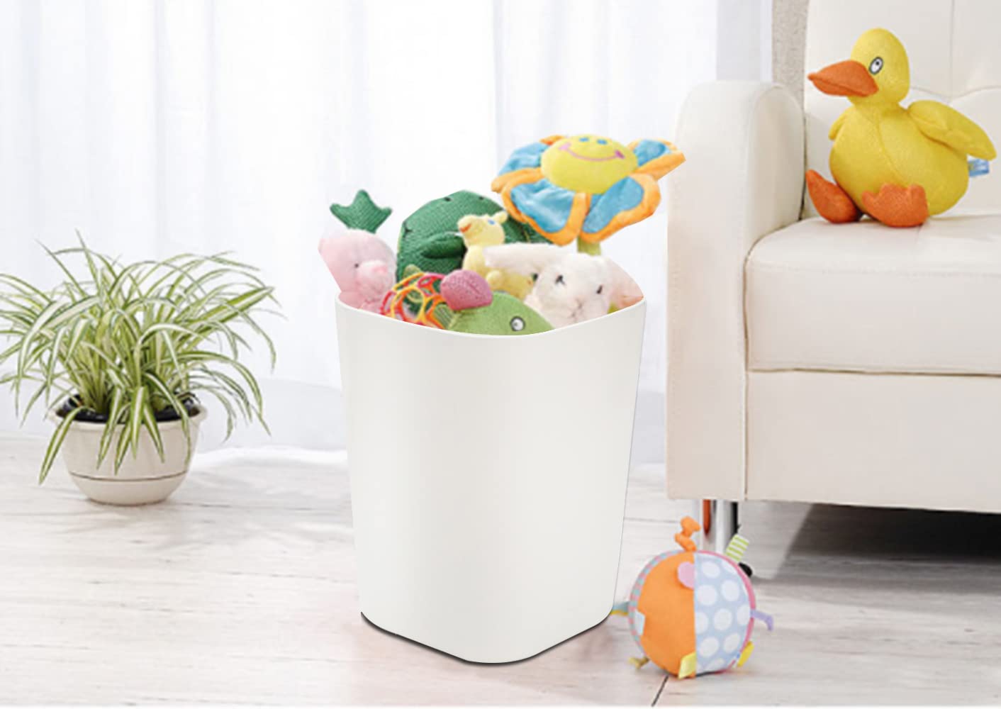 Besli 2 Gallon Small Trash Can - Mini Wastebasket for Bathroom, Bedroom, Kitchen & Office - Compact Garbage Bin with Lid (White, 2 Pack) - Perfect for Small Spaces & Home Organization