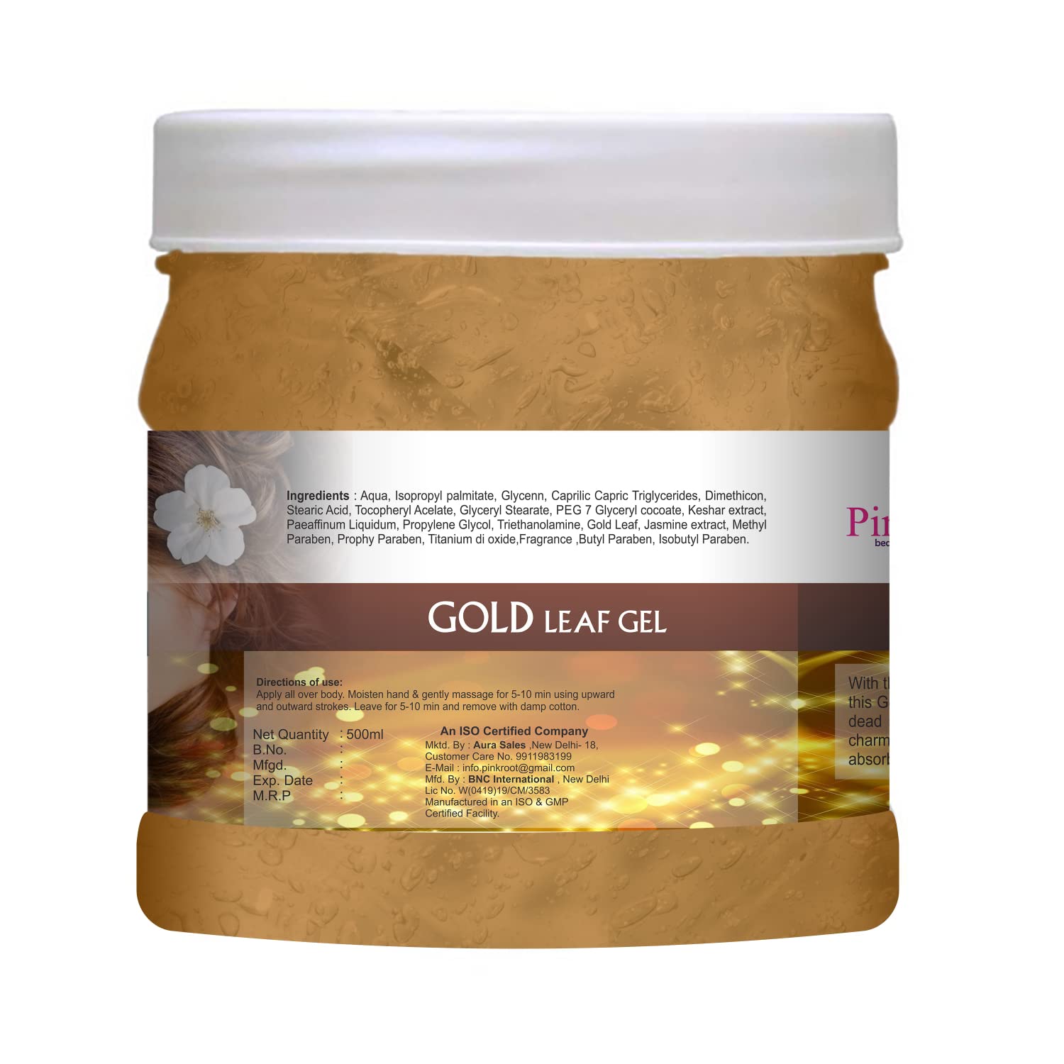 **Pink Root Gold Gel with Jasmine & Gold Leaf Extract - 500gm for Hair Growth & Scalp Care | Natural Hair Treatment for Dry, Damaged Hair - Perfect for Daily Use & Salon Treatments**