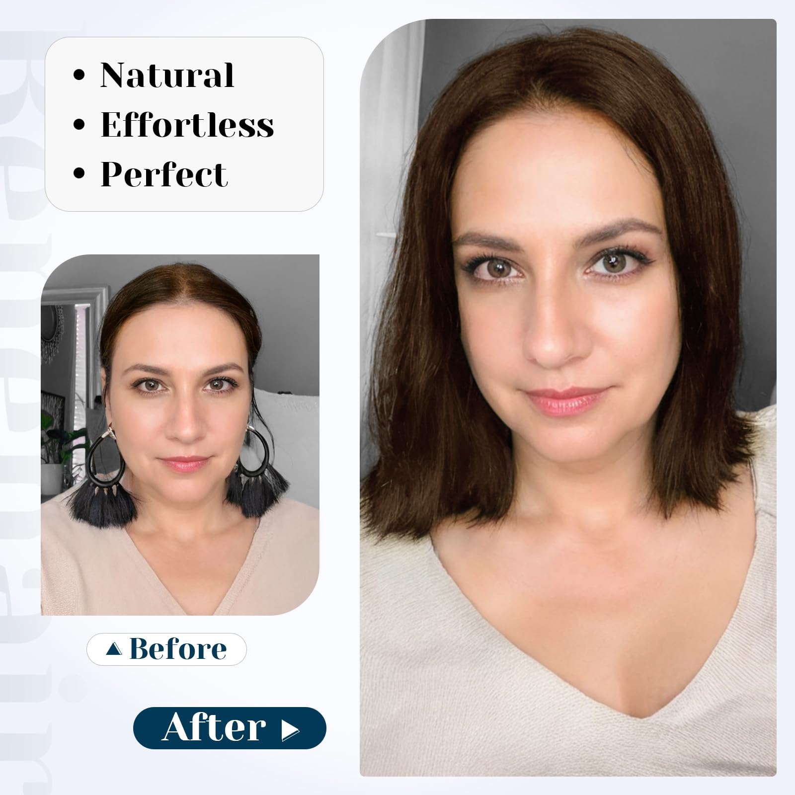 Benehair Remy Human Hair Topper for Women - 16 Inch Light Brown (#06) Clip-In Silk Base Hairpiece - 38g Natural Looking Hair Replacement for Thinning Hair | Perfect for Daily Wear, Special Occasions & Styling