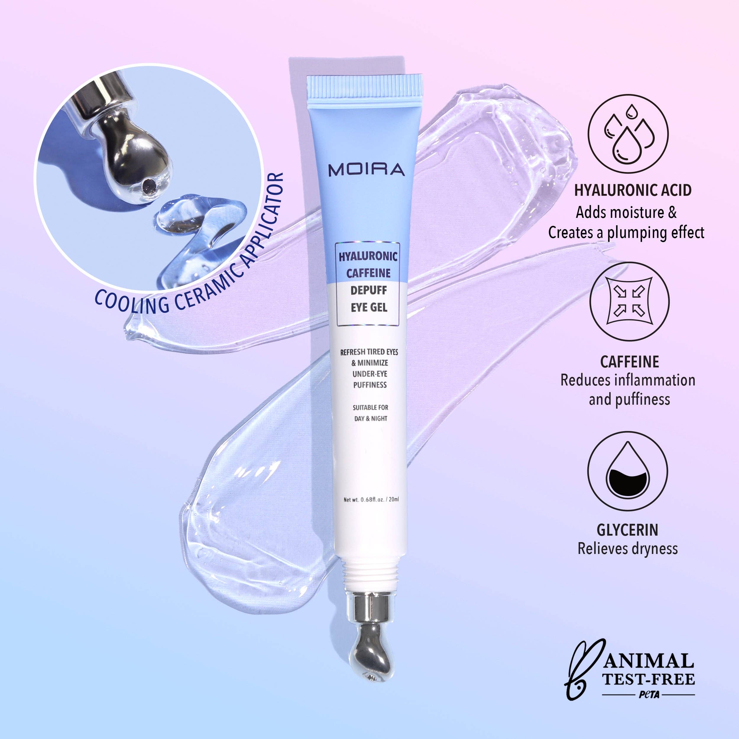 Hydrating Caffeine Eye Gel for Dark Circles & Puffiness – Reduce Under Eye Bags & Refresh Tired Eyes – Perfect for Morning Routine & Travel Skincare