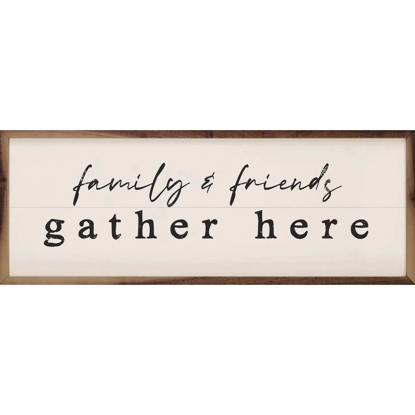 Family and Friends Gather Here - Wood Framed Wall Art Print for Living Room, Bedroom & Home Decor - Perfect for Family Reunions, Housewarming Gifts & Cozy Gatherings