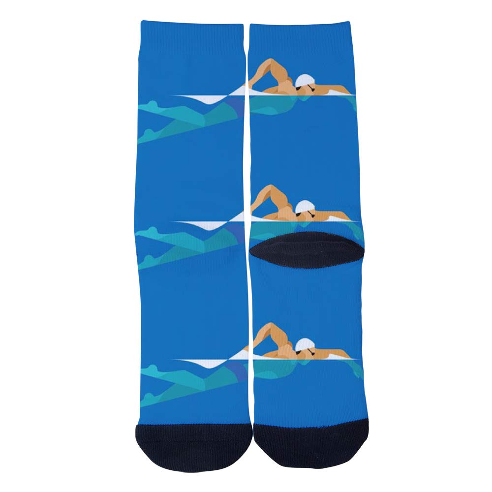 **Unisex Crazy Custom Freestyle Swimmer Socks - Creative Personality Crew Socks for Men & Women - Perfect for Swimming, Beach, Gym & Unique Gifts**